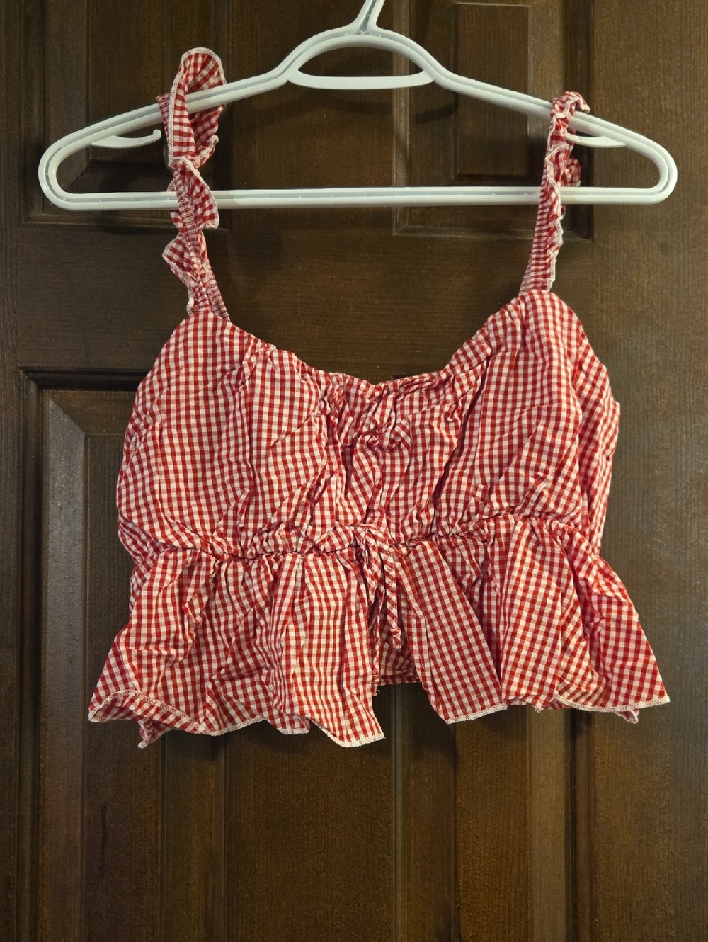Altar'd State Red and White Gingham Crop Top